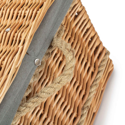 24 Inch Rope Handled Willow Hamper Trunk with Grey Sage Lining