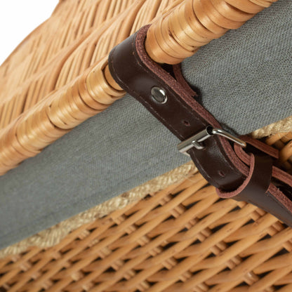 24 Inch Rope Handled Willow Hamper Trunk with Grey Sage Lining
