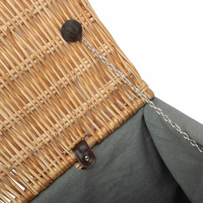 24 Inch Rope Handled Willow Hamper Trunk with Grey Sage Lining