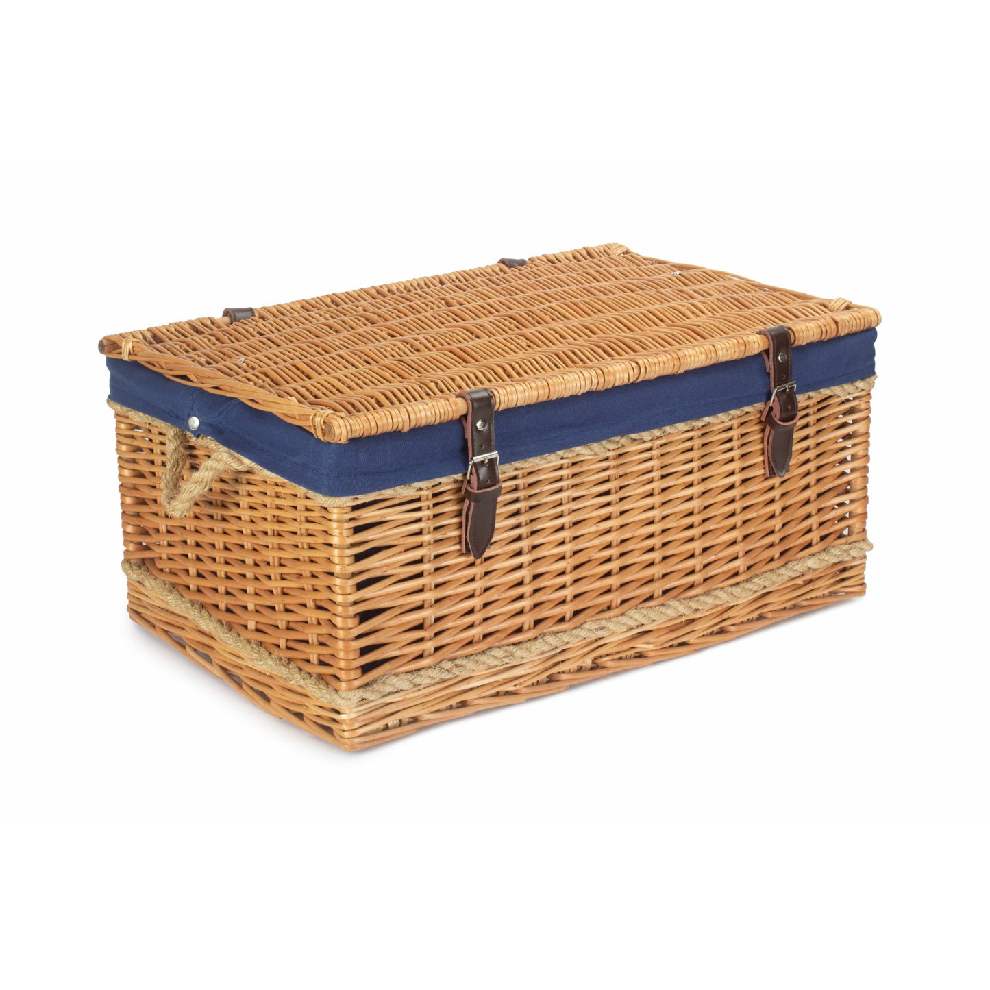 24 Inch Rope Handled Trunk With Navy Blue Lining