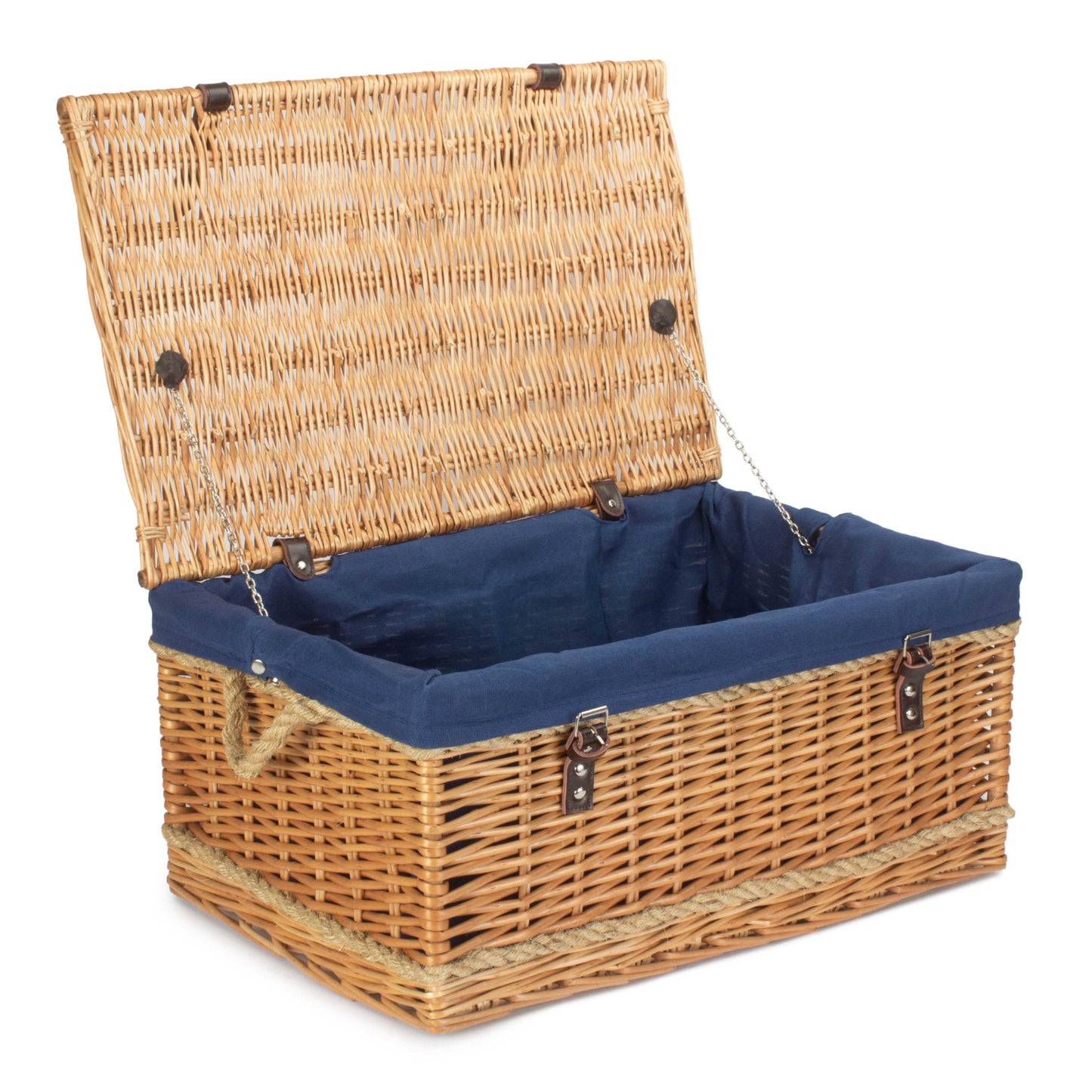 24 Inch Rope Handled Trunk With Navy Blue Lining