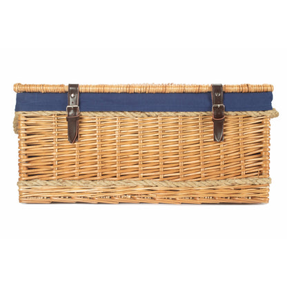 24 Inch Rope Handled Willow Hamper Trunk with Navy Blue Lining