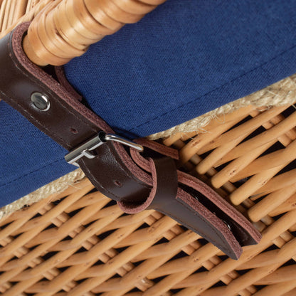 24 Inch Rope Handled Willow Hamper Trunk with Navy Blue Lining