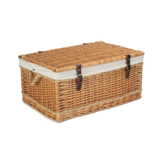 24 Inch Rope Handled Willow Hamper Trunk with White Lining