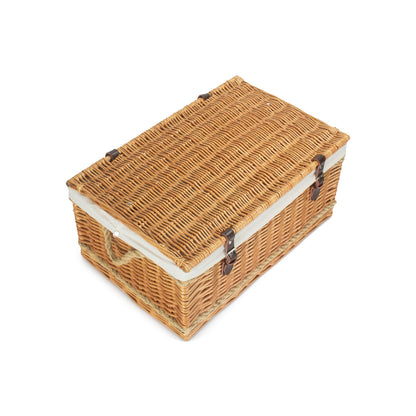 24 Inch Rope Handled Willow Hamper Trunk with White Lining