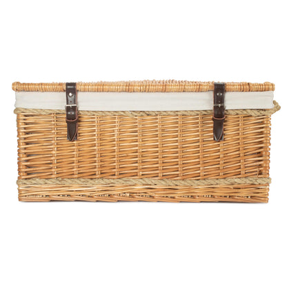 24 Inch Rope Handled Willow Hamper Trunk with White Lining
