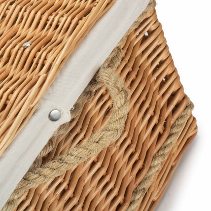 24 Inch Rope Handled Willow Hamper Trunk with White Lining