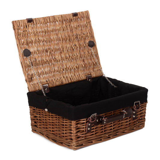 16 Inch Double Steamed Willow Hamper with Black Lining