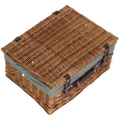 16 Inch Double Steamed Willow Hamper with Grey Sage Lining
