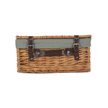 16 Inch Double Steamed Willow Hamper with Grey Sage Lining