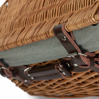 16 Inch Double Steamed Willow Hamper with Grey Sage Lining