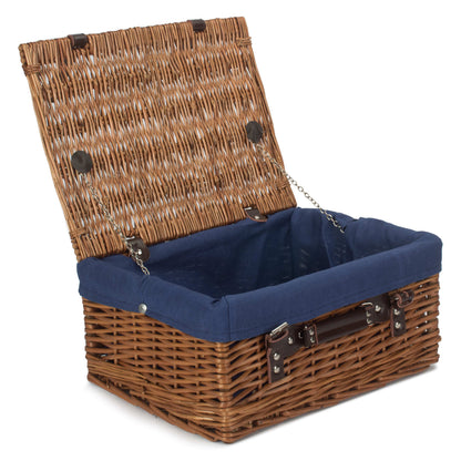 16 Inch Double Steamed Willow Hamper with Navy Blue Lining