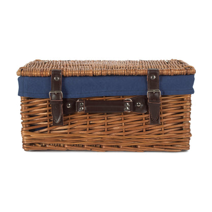 16 Inch Double Steamed Willow Hamper with Navy Blue Lining