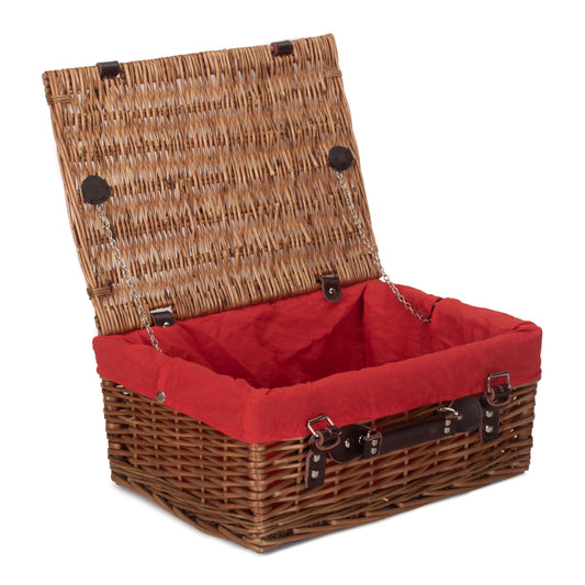 16 Inch Double Steamed Willow Hamper with Red Lining
