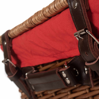 16 Inch Double Steamed Willow Hamper with Red Lining
