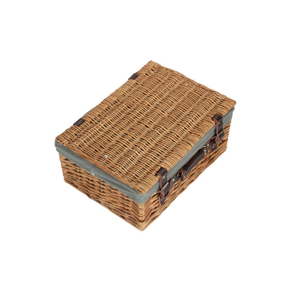 16 Inch Buff WIllow Hamper with Grey Sage Lining