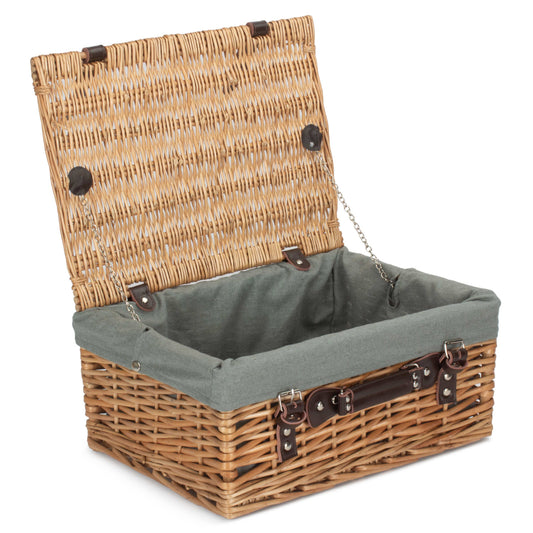 16 Inch Buff WIllow Hamper with Grey Sage Lining
