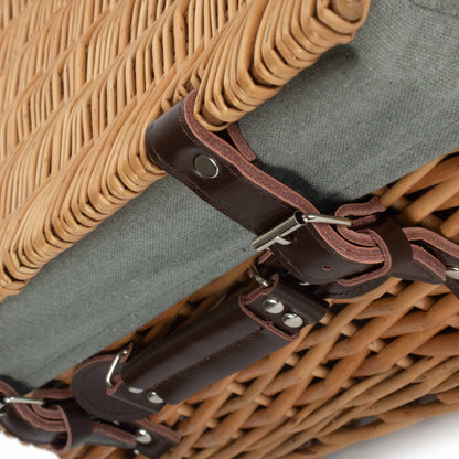 16 Inch Buff WIllow Hamper with Grey Sage Lining