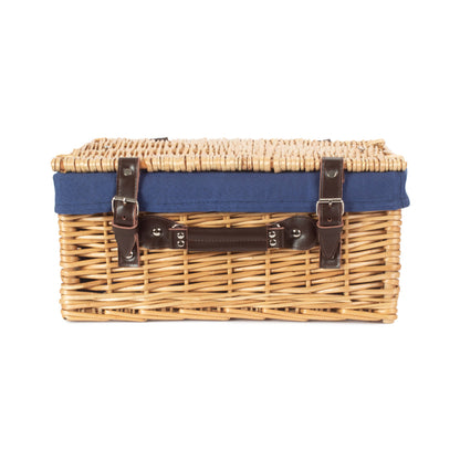 16 Inch Buff Willow Hamper with Navy Blue Lining