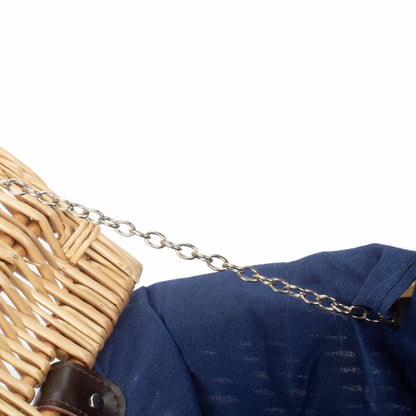 16 Inch Buff Willow Hamper with Navy Blue Lining
