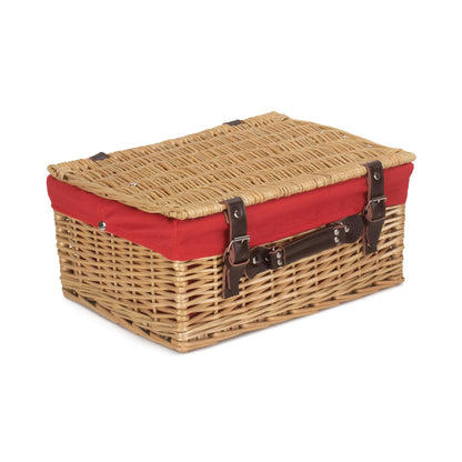 16 Inch Buff WIllow Hamper with Red Lining