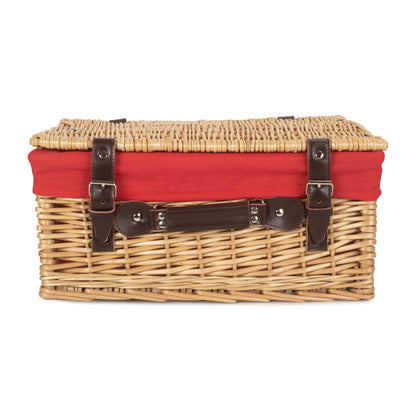 16 Inch Buff WIllow Hamper with Red Lining