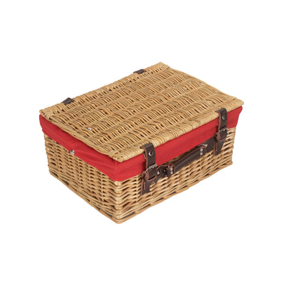 16 Inch Buff WIllow Hamper with Red Lining