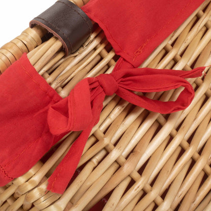 16 Inch Buff WIllow Hamper with Red Lining