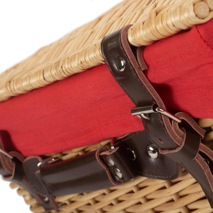 16 Inch Buff WIllow Hamper with Red Lining