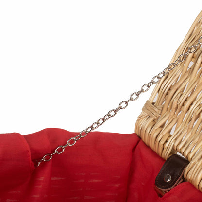 16 Inch Buff WIllow Hamper with Red Lining