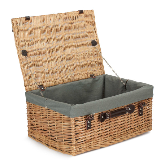 20 Inch Buff Willow Hamper Trunk with Grey Sage Lining