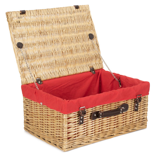 20 Inch Buff Willow Hamper Trunk with Red Lining