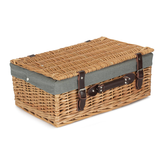 18 Inch Buff Willow Hamper Trunk with Grey Sage Lining