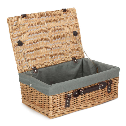 18 Inch Buff Willow Hamper Trunk with Grey Sage Lining