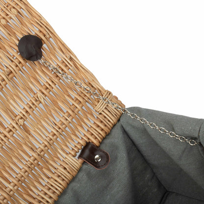 18 Inch Buff Willow Hamper Trunk with Grey Sage Lining