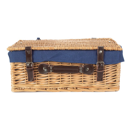 18 Inch Buff Willow Hamper Trunk with Navy Blue Lining