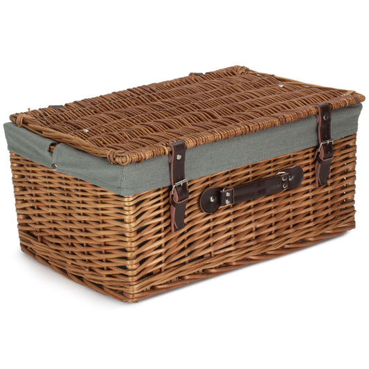 20 Inch Double Steamed Willow Hamper Trunk with Grey Sage Lining