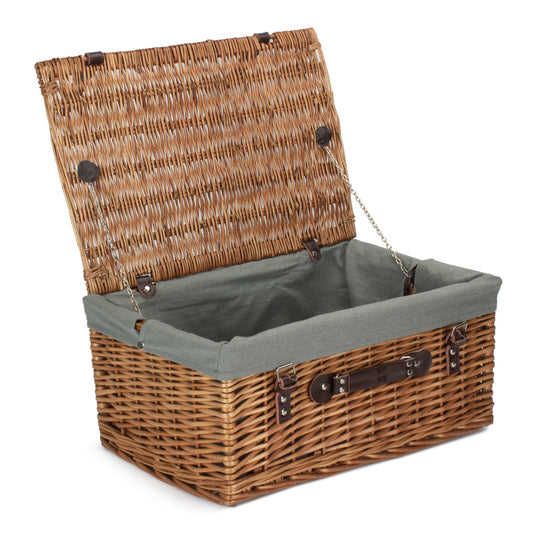 20 Inch Double Steamed Willow Hamper Trunk with Grey Sage Lining