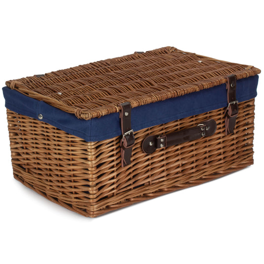 20 Inch Double Steamed Willow Hamper Trunk with Navy Blue Lining