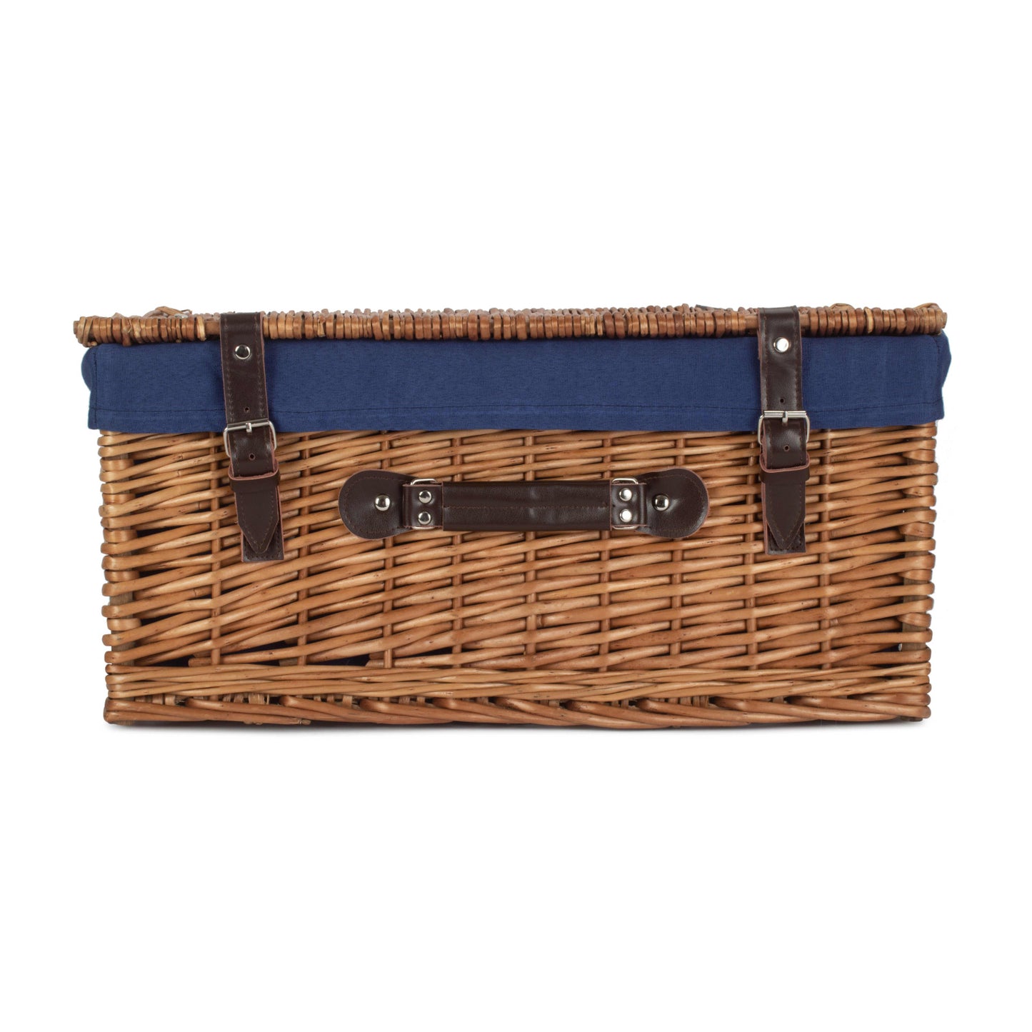 20 Inch Double Steamed Hamper With Navy Blue Lining