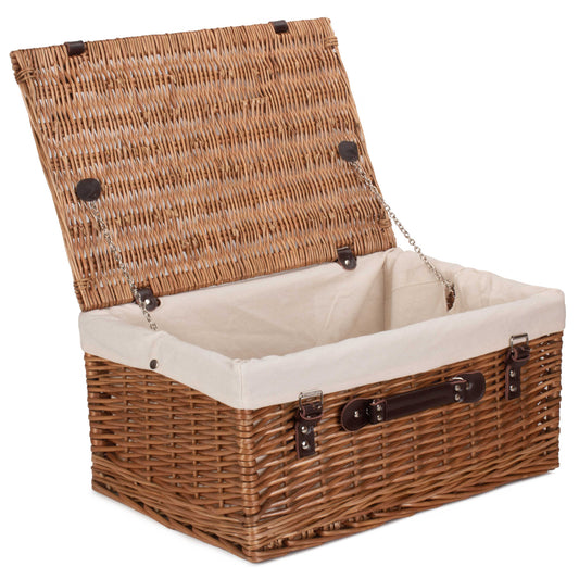 20 Inch Double Steamed Willow Hamper Trunk with White Lining