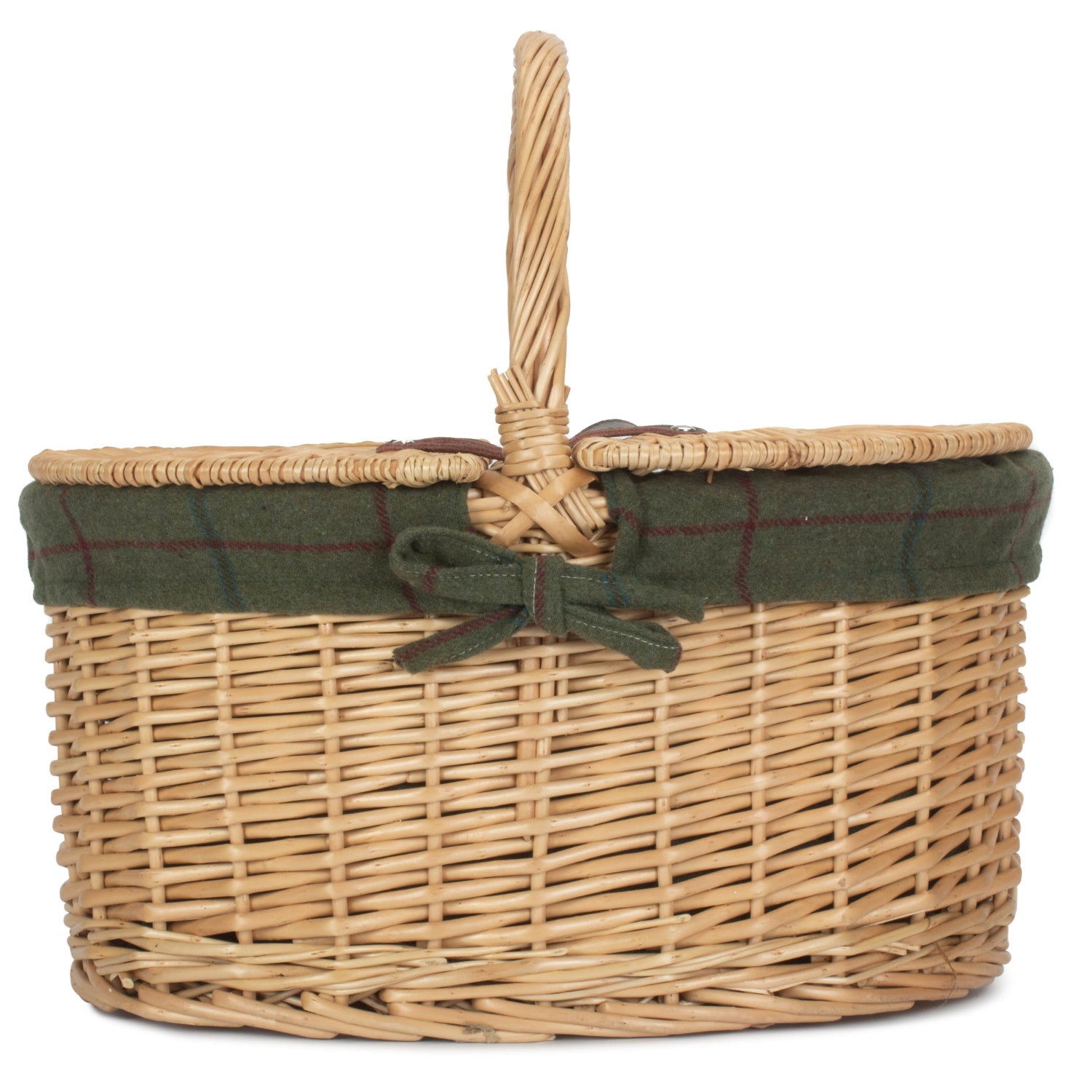 Buff Willow Oval Picnic Basket with Green Tweed Lining