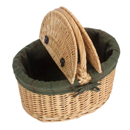 Buff Willow Oval Picnic Basket with Green Tweed Lining