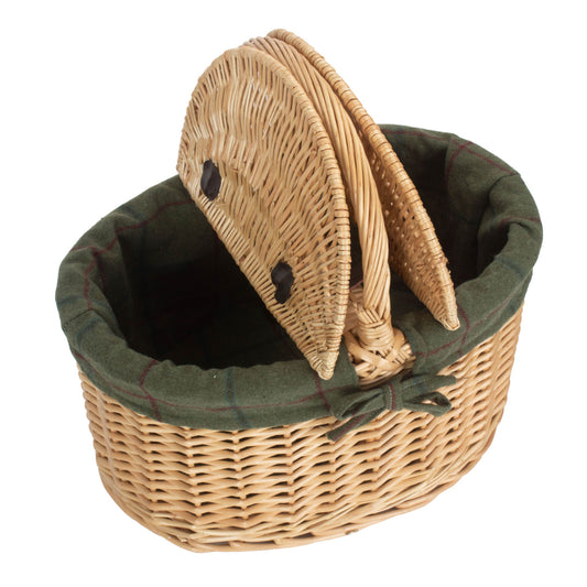 Buff Willow Oval Picnic Basket with Green Tweed Lining
