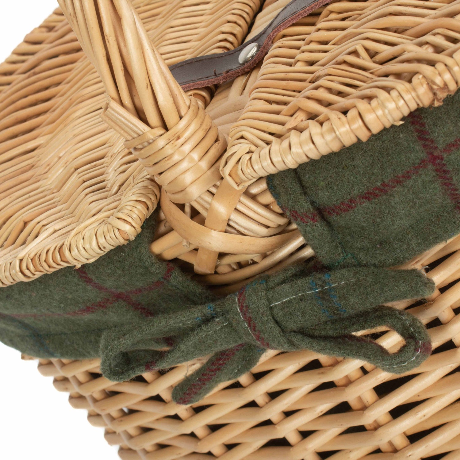Buff Willow Oval Picnic Basket with Green Tweed Lining