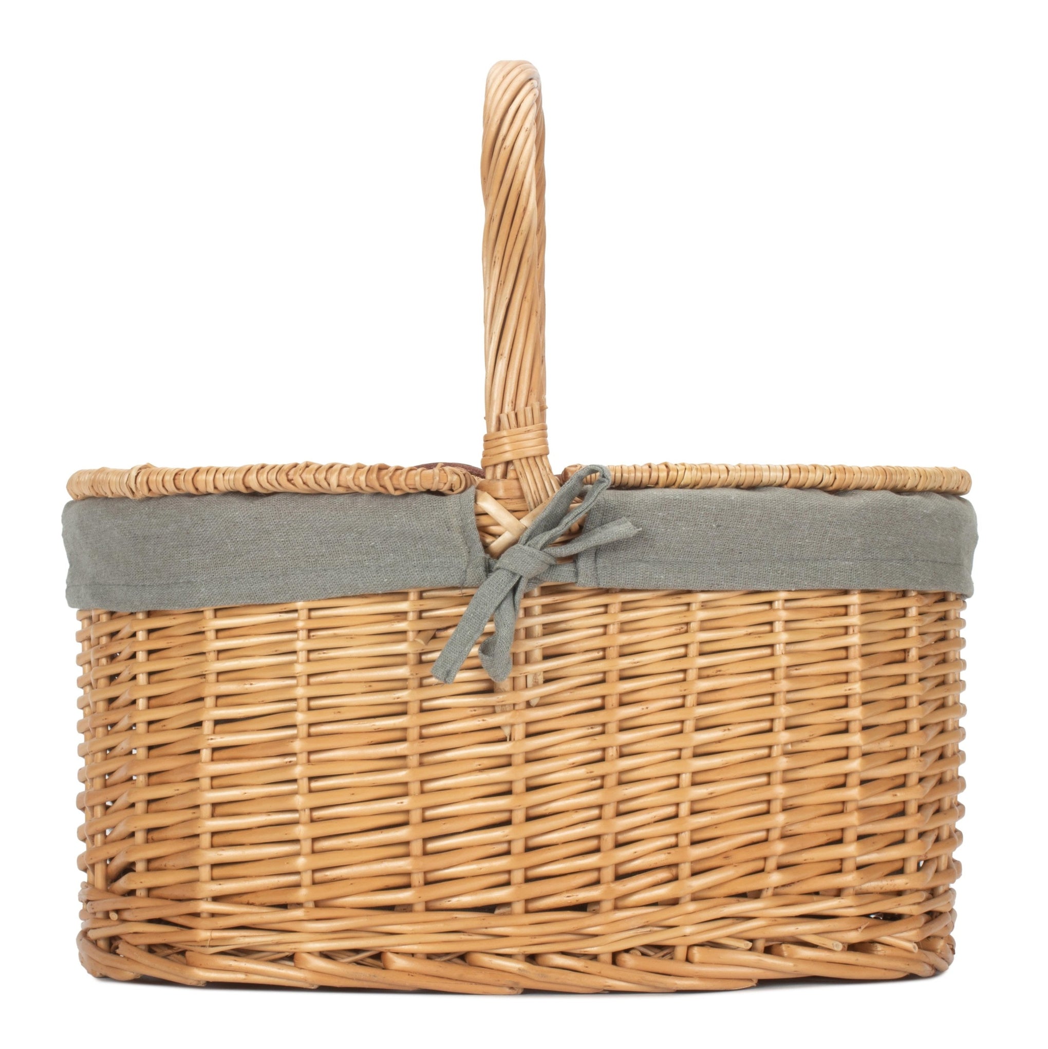 Buff Willow Oval Picnic Basket with Sage Grey Lining