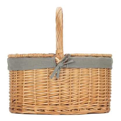 Buff Willow Oval Picnic Basket with Sage Grey Lining