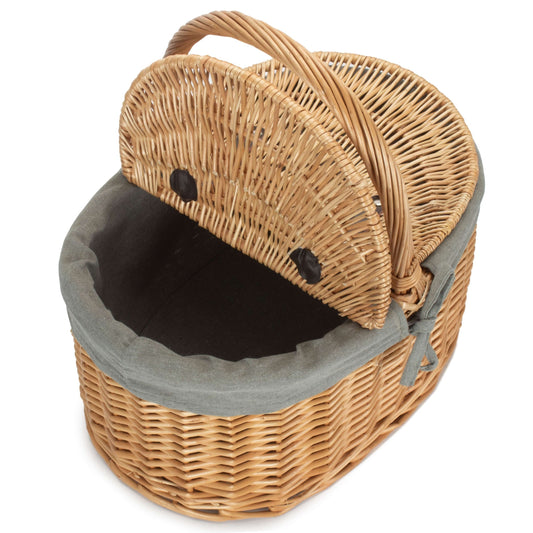 Buff Willow Oval Picnic Basket with Sage Grey Lining