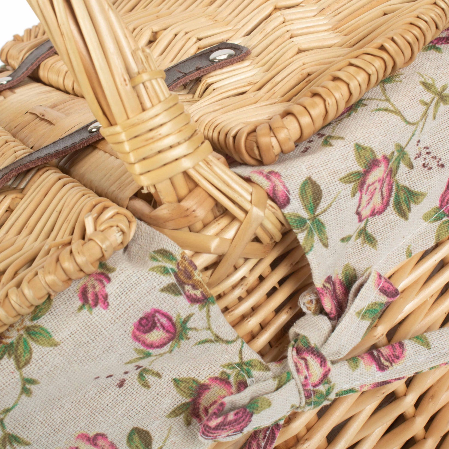 Buff Willow Oval Picnic Basket with Garden Rose Lining
