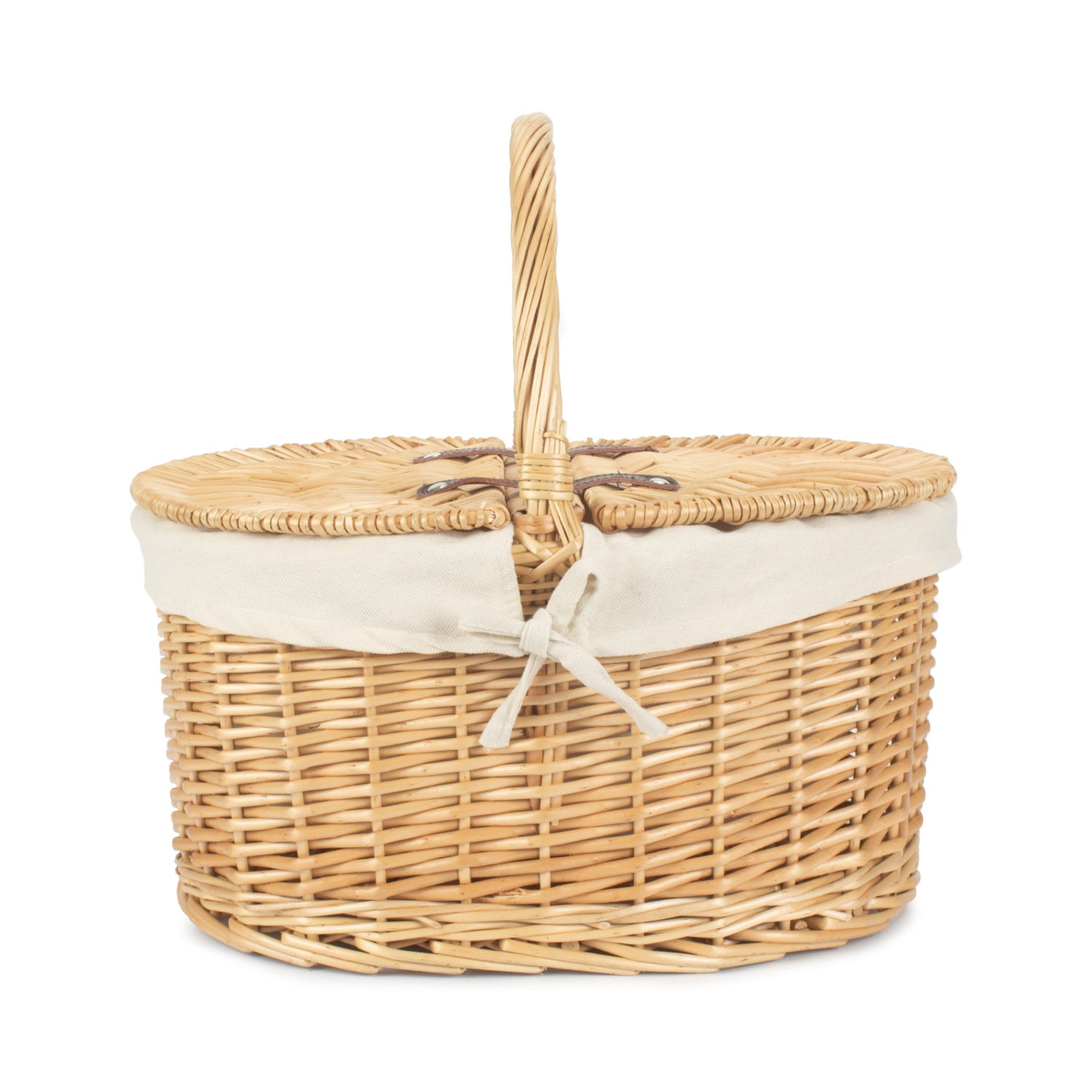 Buff Willow Oval Picnic Basket with White Lining